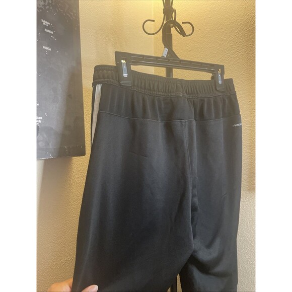ADIDAS Tapered Zip Leg Size S Black White Logo Men's Sweatpants - Picture 6 of 7